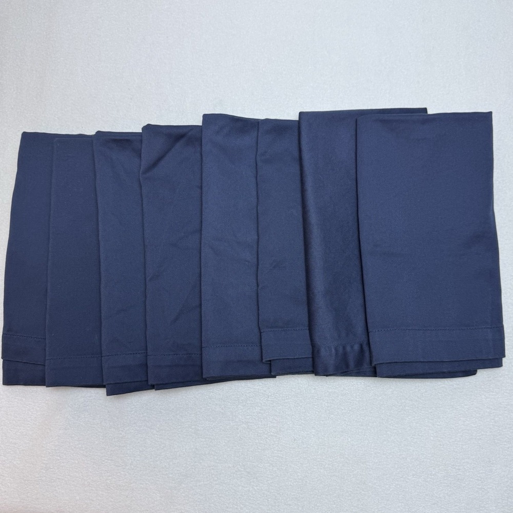 Williams Sonoma Navy Blue Dinner Cloth Napkins Set of 8 Cotton Square READ